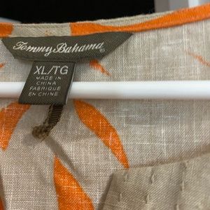Tommy Bahama Orange and tan linen dress. Size XL
